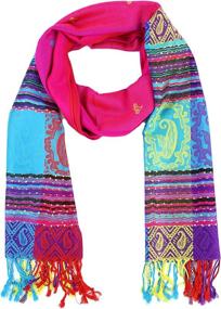 img 4 attached to 🌈 Tropical Colorful Pashmina Women's Accessories - Paskmlna Rainbow: Scarves & Wraps