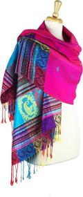 img 3 attached to 🌈 Tropical Colorful Pashmina Women's Accessories - Paskmlna Rainbow: Scarves & Wraps