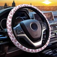 waveyu cute steering wheel cover - universal fit car accessories for men and women, fashionable anti-slip and sweat absorption, brown+white логотип