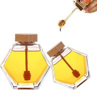 100ml hexagonal glass honey bottle with wooden stirring rod - gugelives packaging container jar logo