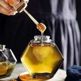 img 1 attached to 100ML Hexagonal Glass Honey Bottle With Wooden Stirring Rod - GUGELIVES Packaging Container Jar