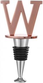 img 4 attached to Personalized Rose Gold Wine And Beverage Bottle Stopper With W-Initial - Ideal Gifts For Valentines Day, Mothers Day, Fathers Day, Thanksgiving Day