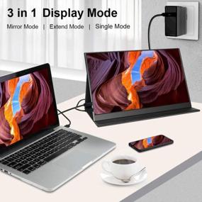 img 3 attached to 💻 HONGO HON-T15A2 Portable Computer Protector: 15.6" IPS Display, Frameless, Tilt Adjustment, Built-In Speakers, HDR Mode