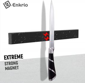 img 2 attached to 🔪 Magnetic Knife Holder for Wall, Enkrio 16 Inch - Black Stainless Steel - Knife Magnetic Strip - No Drilling - Kitchen Magnet Knife Holder Strip - Knife Rack - Knife Bar