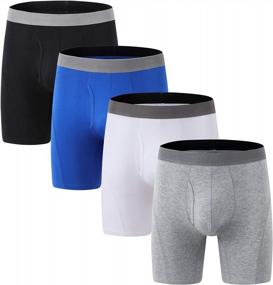 img 4 attached to Pack Of 4 Men'S Regular And Long Cotton Boxer Briefs, No-Ride Up Underwear For Medium Sizes