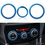 auovo ac climate control knob outer ring covers accessories for subaru crosstrek 2018-2022 2023 / impreza 2017-2022/ forester 2019-2022 interior air condition switch volume control trim (light blue) logo