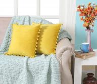 подчеркните свой дом роскошью: двухкомпонентные бархатные наволочки с кисточкой и бахромой — желтые декоративные подушки 18x18 для фермы, дивана, спальни, дивана логотип