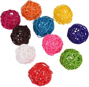 img 3 attached to 🐦 10pcs Rattan Balls Bird Toy Part DIY Accessories for Parrot Budgie Parakeet Cockatiel Conure Lovebird Finch Macaw African Grey Cockatoo Amazon Cage - Random Color (5cm/1.96'')