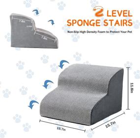 img 3 attached to 🐾 A.FATI Foam Pet Stairs: Non-Slip 2/3/4 Tiers for Dogs & Cats - High-Density Steps for High Beds, Injured & Older Pets