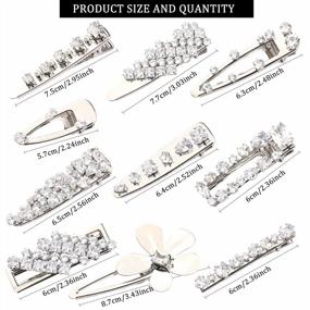 img 2 attached to 10-Piece Zircon Hair Clip Set: Luxury Crystal Alligator Barrettes, Stylish Metal Flower Pins, French Bling Rhinestone Sparkly Silver Hair Accessories For Women & Girls Wedding