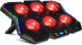 img 4 attached to 🔥 PCCOOLER Laptop Cooling Pad: Gaming Laptop Cooler with 6 Large Red Silent Fans, Stable Cooling for Laptops up to 17 inches, 2 USB Ports & Colorful LED Lights