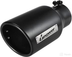 img 4 attached to 🔥 Upower 3 Inch Inlet Exhaust Tips with 4.5 Inch Outlet and 9 Inch Length - Stainless Steel Muffler Tip in Black Powder Coated Finish, Bolt-On Tailpipe for Trucks with Rolled Edge