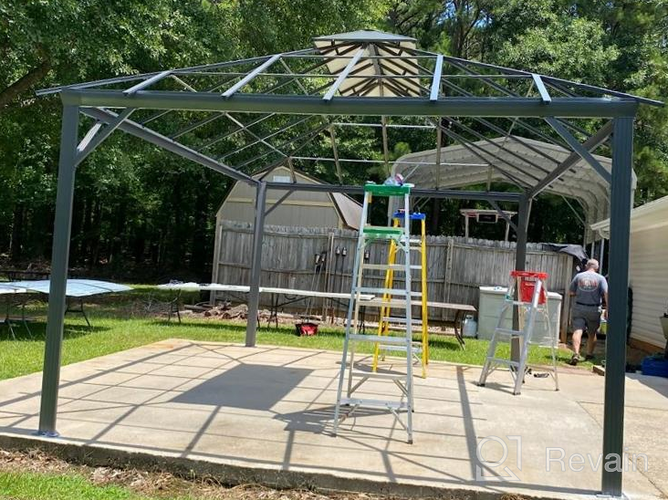 img 1 attached to 12X20FT Hardtop Gazebo: YOLENY Permanent Outdoor Aluminum Patio Gazebo With Double Roof, Curtains & Netting Included review by Rahman Lassiter