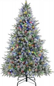 img 4 attached to Deck The Halls With The Shareconn 6Ft Snow Flocked Christmas Tree - Multi-Color Lights, Pine Cones, And Berries For Festive Home Décor