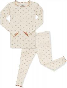 img 4 attached to Kids Cute Flower Pattern Design Pajama Set 6M-7T Cotton Sleepwear Ruffled Shirring Toddler Snug Fit