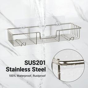 img 1 attached to Organize Your Bathroom With AmazerBath Shower Caddy Shelf: 2 Pack Adhesive, Rustproof Stainless Steel Wall Mounted Shelf With Hooks For Ultimate Storage