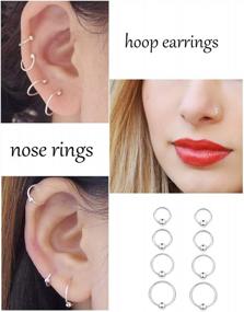 img 2 attached to Sllaiss 4 Pairs 925 Sterling Silver Ball Hoop Earrings Cartilage Small Hoop Earrings Set For Women Men Hypoallergenic 6Mm 8Mm 10Mm 12Mm