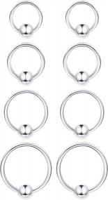img 4 attached to Sllaiss 4 Pairs 925 Sterling Silver Ball Hoop Earrings Cartilage Small Hoop Earrings Set For Women Men Hypoallergenic 6Mm 8Mm 10Mm 12Mm