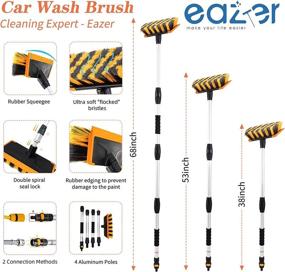 img 3 attached to 🚗 Eazer 38-68 Inches Car Wash Brush Kit with 10-inch Soft Bristle Head, Adjustable Long Flow-Through Handle, Hose Attachment, On/Off Switch - Ideal for Car, Boat, Truck, SUV, RV