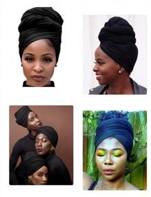 img 2 attached to Stylish And Comfortable Head Wraps For Black Women: Harewom'S 2PCS Stretchy African Hair Wraps For Dreads, Locs, And Natural Hair