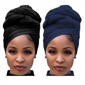 img 4 attached to Stylish And Comfortable Head Wraps For Black Women: Harewom'S 2PCS Stretchy African Hair Wraps For Dreads, Locs, And Natural Hair