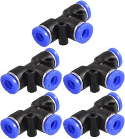 img 1 attached to 6Mm To 6Mm T Style One Touch Push-In Fittings (5 Pack) - Baomain Quick Connectors