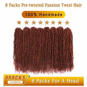 img 3 attached to Passion Twist Hair - 8 Packs 16 Inch Pretwisted Passion Twist Crochet Hair For Women, Pre-Looped Passion Twists Braiding Synthetic Hair Crochet Passion Twist Hair Extensions (16 Inch (Pack Of 8), 350#)