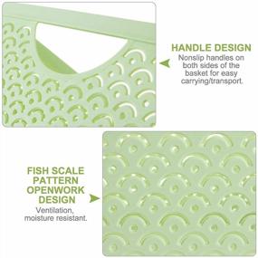 img 2 attached to STARVAST 5 Pack Portable Green Fish Scale Pattern Storage Baskets - 🐠 Stylish Hollow Desktop Storage Bin Boxes for Kitchen, Bathroom, Kids Room or Nursery