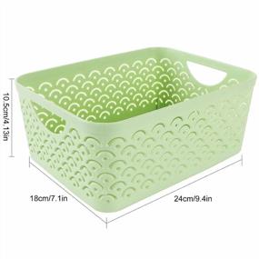 img 3 attached to STARVAST 5 Pack Portable Green Fish Scale Pattern Storage Baskets - 🐠 Stylish Hollow Desktop Storage Bin Boxes for Kitchen, Bathroom, Kids Room or Nursery