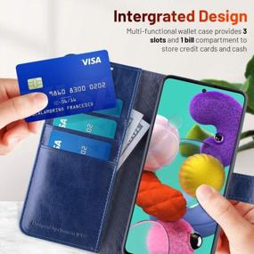 img 1 attached to Protective And Stylish Blue OCASE Wallet Case For Samsung Galaxy A51 4G With Card Holders, Tempered Glass, And TPU Inner Case