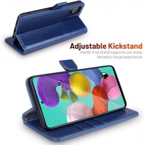 img 2 attached to Protective And Stylish Blue OCASE Wallet Case For Samsung Galaxy A51 4G With Card Holders, Tempered Glass, And TPU Inner Case