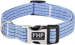 img 1 attached to 🐶 Fourhorse Cute Soft Dog with Bowtie - Detachable & Adjustable Bow Tie Collar Pet Gift (XS, Blue Grid)