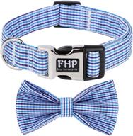 🐶 fourhorse cute soft dog with bowtie - detachable & adjustable bow tie collar pet gift (xs, blue grid) logo