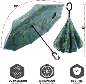 img 1 attached to Перевернутый зонт с С-образной ручкой: защита от ультрафиолета и ветра для мужчин и женщин
