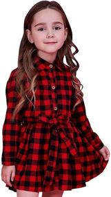 img 4 attached to Charming and Stylish Little 👗 Sleeve Collar Casual Button Girls' Dresses