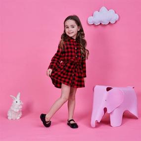 img 3 attached to Charming and Stylish Little 👗 Sleeve Collar Casual Button Girls' Dresses