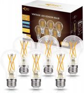 dimmable led edison bulbs for stylish ambiance, equivalent to 75w, warm white 2700k, ul listed - perfect for cafe patio decor - pack of 6 logo