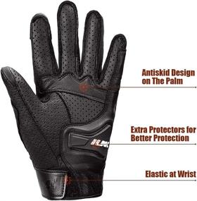 img 1 attached to 🧤 ILM Goatskin Leather Motorcycle Motorbike Powersports Racing Gloves - Touchscreen, Unisex Black DN01 Model (L, Perforated)