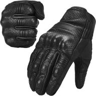 🧤 ilm goatskin leather motorcycle motorbike powersports racing gloves - touchscreen, unisex black dn01 model (l, perforated) logo