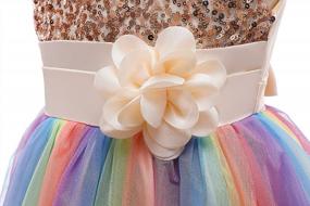 img 2 attached to Sequin Rainbow Tulle Princess Lace Ball Gown Flower Girl Party Dress Prom
