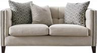 acanva luxury tuxedo linen-like tufted with nailhead trim living room sofa, 66”w loveseat, cream logo