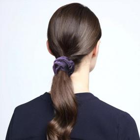 img 1 attached to Набор из 10 бархатных резинок для волос для женщин, эластичных резинок для волос, повязок на голову с помпонами - 10 цветов от Exacoo