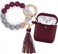 protect your airpods in style: filoto silicone case with bracelet keychain in burgundy for girls and women logo