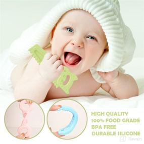 img 1 attached to 👶 Silicone Baby Teething Toys, BPA Free Infant Teethers for Babies, Freezer Safe Baby Chew Toys, Soft Textured Molar Teether, Easy-to-Hold & Easy-to-Clean