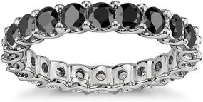 img 2 attached to 💎 Stunning 3.50mm Sterling Silver Black Cubic Zirconia Luxury Eternity Band: Timeless Beauty for a Lasting Impression