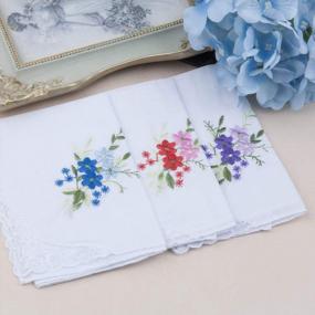 img 1 attached to Luxurious 100% Cotton Handkerchiefs For Women - Embroidered Floral Lace Trim Hankies In 3/6/9/12 Pieces (11"X11") By Houlife