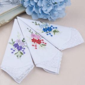 img 3 attached to Luxurious 100% Cotton Handkerchiefs For Women - Embroidered Floral Lace Trim Hankies In 3/6/9/12 Pieces (11"X11") By Houlife
