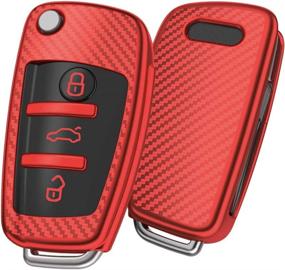 img 4 attached to 🔴 ELOHEI Audi Key Fob Cover Case - Enhanced 360 Degree Full Protection for Audi A1 A3 Q3 Q7 R8 A6L TT - Premium Soft TPU Stripes - Red