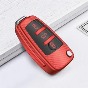 img 2 attached to 🔴 ELOHEI Audi Key Fob Cover Case - Enhanced 360 Degree Full Protection for Audi A1 A3 Q3 Q7 R8 A6L TT - Premium Soft TPU Stripes - Red