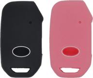 lemsa keyless entry remote car smart key fob shell cover for kia 2021-2019 models - protective case for telluride, seltos, soul & more (black pink) логотип